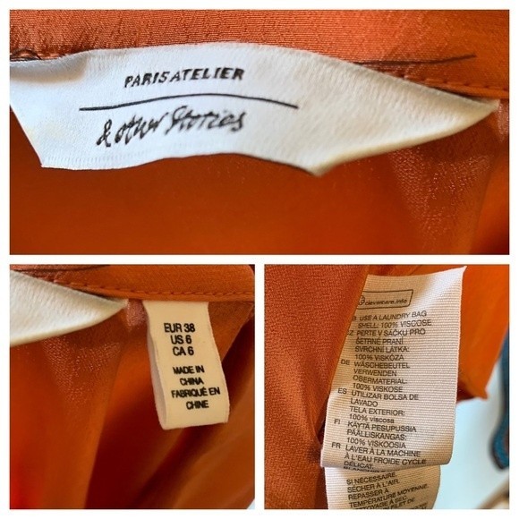 & Other Stories Salmon Orange Waist Knot Midi Dress in Viscose - Size Medium - Picture 8 of 9